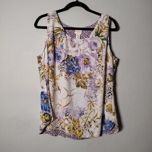 Chico's Floral Tank Top - Purple and Blue Reversible To Purple Pattern. Size 12P